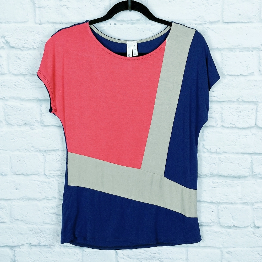 Flats & Heels Color Block Top T-shirt Size Small